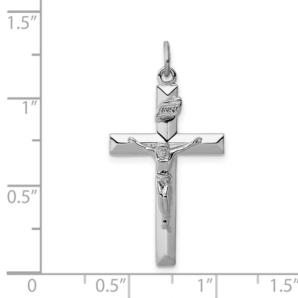 Million Charms 925 Sterling Silver Rhodium-plated INRI Crucifix Pendant - Picture 4 of 4
